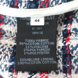 Isabel Marant Etoile Fringed Tweed Jacket Nawell White/Navy Cotton-Blend Size 44