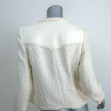 IRO Halston Jacket Cream Leather-Trimmed Woven Linen-Cotton Size 40