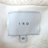 IRO Halston Jacket Cream Leather-Trimmed Woven Linen-Cotton Size 40