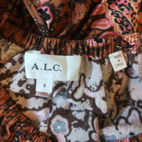 A.L.C. Mischa Puff Sleeve Tiered Midi Dress Brown Floral Print Cotton Size 8