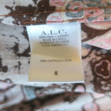 A.L.C. Mischa Puff Sleeve Tiered Midi Dress Brown Floral Print Cotton Size 8