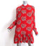 Alexander McQueen Drop Waist Mini Dress Red Poppy Print Silk Crepe Size 46