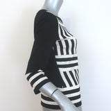 St. John Geometric Santana Knit Top Black/White Wool-Blend Size Petite