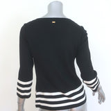 St. John Geometric Santana Knit Top Black/White Wool-Blend Size Petite