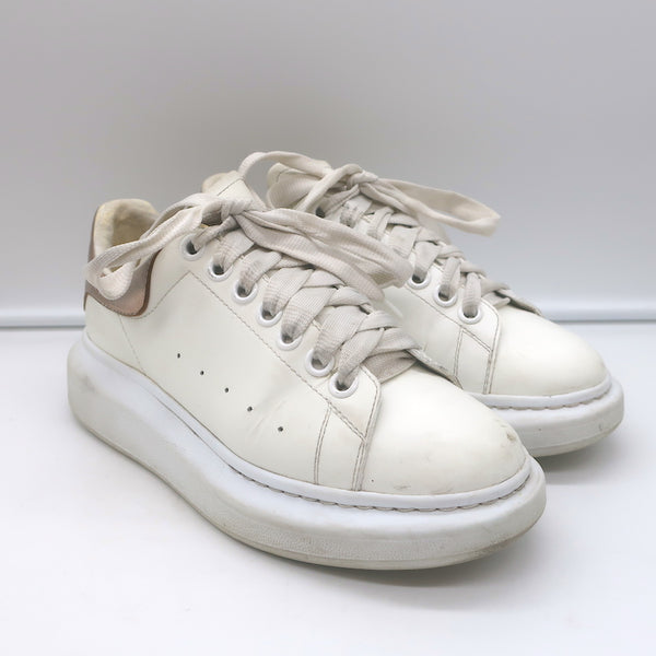 Alexander McQueen Oversized Sneakers White & Rose Gold Metallic Leathe –  Celebrity Owned