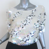 St. John Paillette Sequined Short Sleeve Dress White/Black Size 6