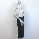 St. John Paillette Sequined Short Sleeve Dress White/Black Size 6
