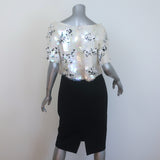 St. John Paillette Sequined Short Sleeve Dress White/Black Size 6