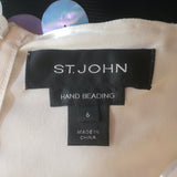 St. John Paillette Sequined Short Sleeve Dress White/Black Size 6