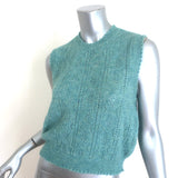 Doen Adriana sweater vest in blue minthe alpaca-blend pointelle knit, pre-owned, authentic, gently worn, size M