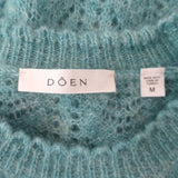 Doen Adriana sweater vest, blue minthe alpaca-blend pointelle knit, gently worn authentic pre-owned