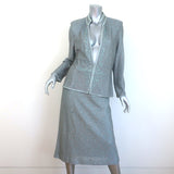 St. John Evening Beaded & Sequined Knit Skirt Suit Blue Size 10