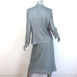 St. John Evening Beaded & Sequined Knit Skirt Suit Blue Size 10