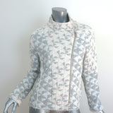 IRO Quilted Moto Jacket Otavia White/Gray Cotton-Blend Jacquard Size 42