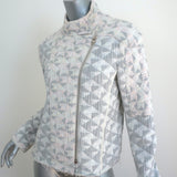 IRO Quilted Moto Jacket Otavia White/Gray Cotton-Blend Jacquard Size 42