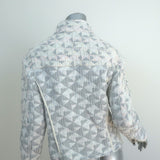 IRO Quilted Moto Jacket Otavia White/Gray Cotton-Blend Jacquard Size 42