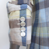 Veronica Beard Clayton plaid dickey jacket in powder blue and yellow cotton blend, authentic pre-owned luxury, size 6