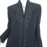 St. John Evening Beaded Santana Knit Pant Suit Black Size 8