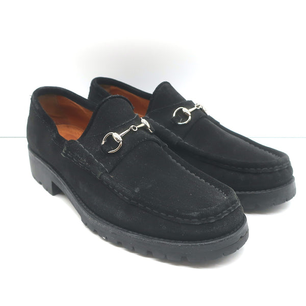 靴 GUCCI Horsebit Suede Loafers BLACK Gucci Suede Horsebit Loafers | Saks Fifth Avenue