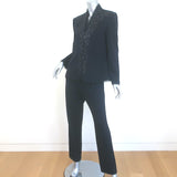 St. John Evening Beaded Santana Knit Pant Suit Black Size 8