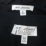 St. John Collection Crystal-Embellished Bow Top & Pants Set Black Size Small
