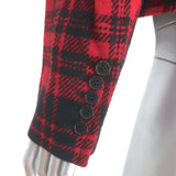 Saint Laurent Plaid Double Breasted Jacket Red/Black Wool Size 42