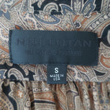 Nili Lotan Colleen Paisley Print Collared Blouse Brown Silk Size Small