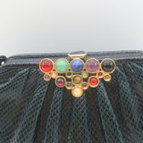 Judith Leiber Jeweled Clasp Small Snakeskin Crossbody Bag Dark Green