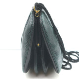Judith Leiber Jeweled Clasp Small Snakeskin Crossbody Bag Dark Green
