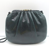 Judith Leiber Jeweled Clasp Small Snakeskin Crossbody Bag Dark Green