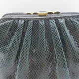 Judith Leiber Jeweled Clasp Small Snakeskin Crossbody Bag Dark Green