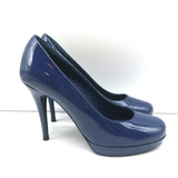 Yves Saint Laurent Platform Pumps Navy Patent Leather Size 37