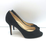 Jimmy Choo Peep Toe Platform Pumps Black Suede Size 37