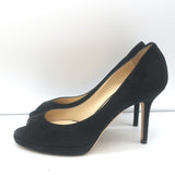Jimmy Choo Peep Toe Platform Pumps Black Suede Size 37
