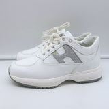 Hogan Interactive Glitter H Low Top Sneakers White Leather Size 34