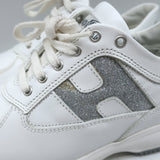 Hogan Interactive Glitter H Low Top Sneakers White Leather Size 34