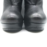 Balenciaga Fold-Over Platform Wedge Ankle Boots Black Grained Leather Size 41