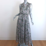 Isabel Marant Eydie Sleeveless Midi Dress Black/White Printed Silk Size 34