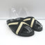 Jenni Kayne Striped Canvas Crossover Sandals Black/Cream Size 40 Flat Slides