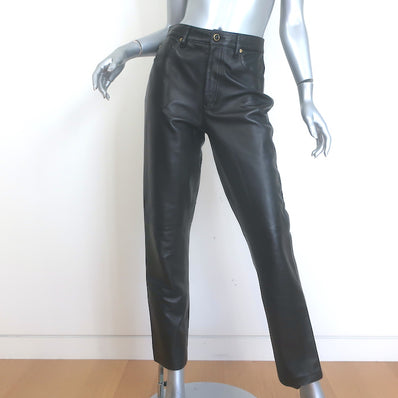 KHAITE Leather Straight Leg High Rise Pants