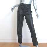 KHAITE Leather Straight Leg High Rise Pants
