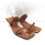 Khaite Georgia Ruched-Strap Kitten Heel Sandals Caramel Suede Size 40.5