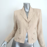 L'Agence Dolly Cropped Blazer Sand Linen Size Small Double Breasted Jacket