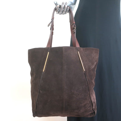 Lanvin Miss Sartorial Tote Dark Brown Suede
