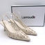 Larroude Jasmine Flower-Embellished Perforated Slingback Pumps Ivory Size 9