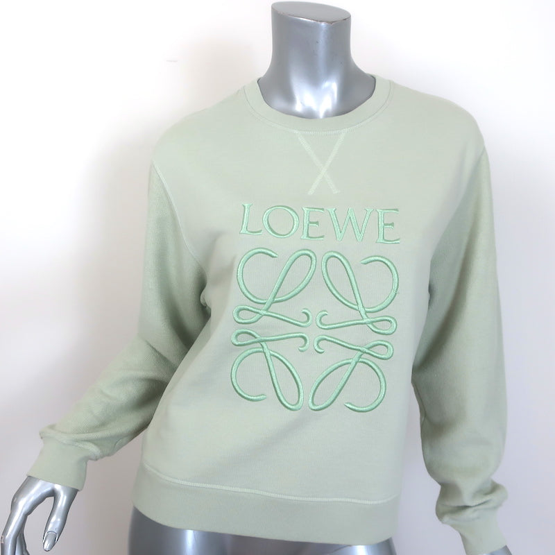 Loewe Anagram Logo-Embroidered Crewneck Sweatshirt Mint Size Small