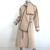 Maje Gicoco Belted Scarf Coat Camel Embroidered Double-Faced Wool Size 34 NEW