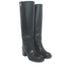 Miu Miu Logo-Detailed Pull-On Knee High Boots Black Leather Size 37