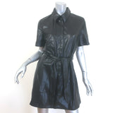 Nanushka Roberta Belted Vegan Leather Mini Shirtdress