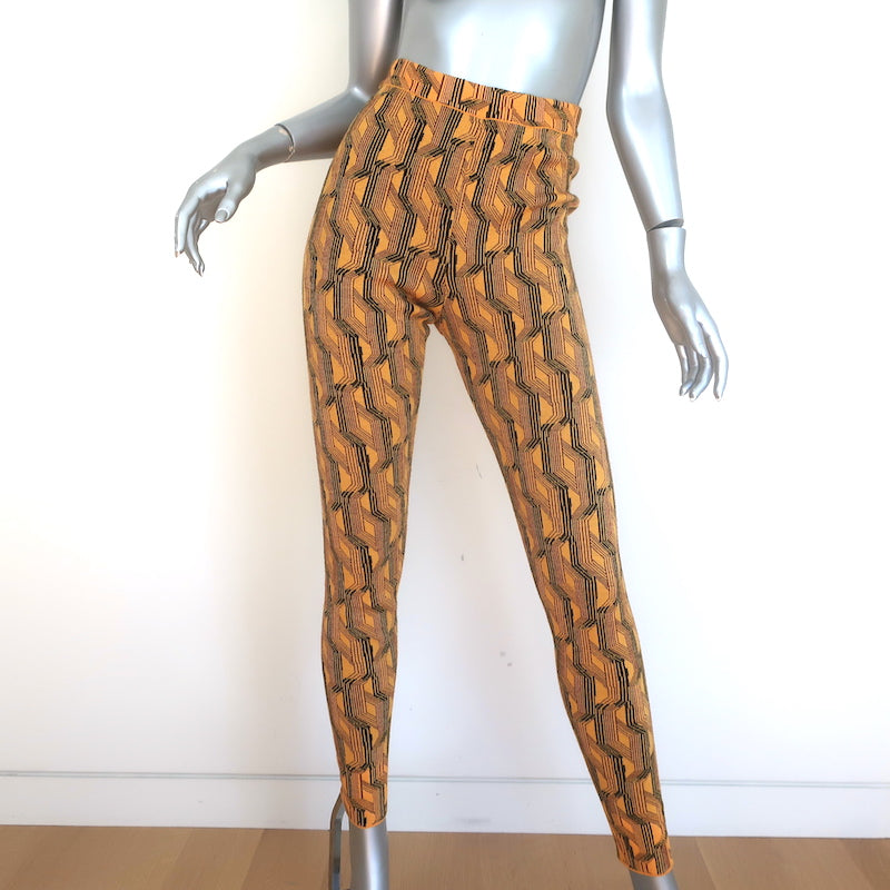 Prada Jacquard Knit Leggings Marigold Stretch Wool Size 38
